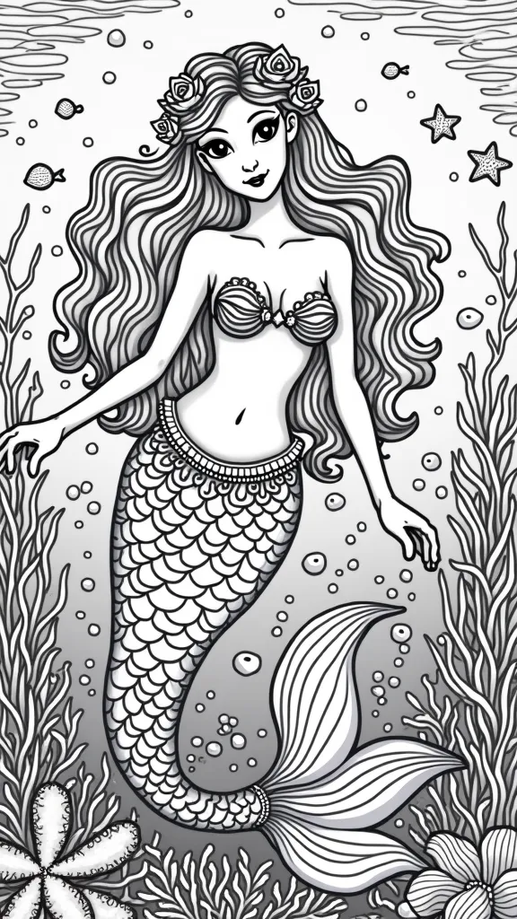 little mermaid beautiful mermaid coloring pages